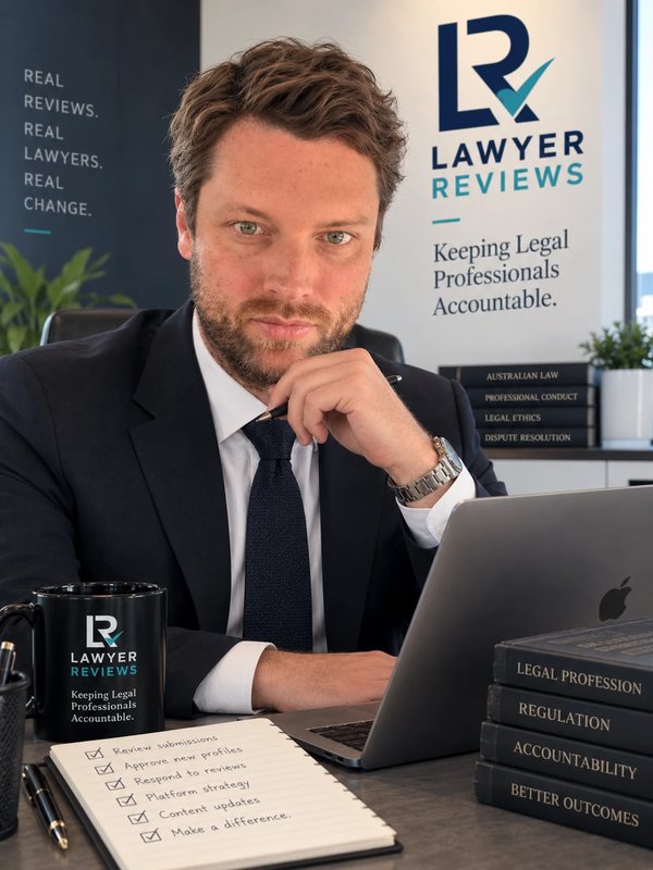 Jackson Agresta, founder of Lawyer Reviews, at his desk